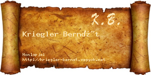 Kriegler Bernát névjegykártya